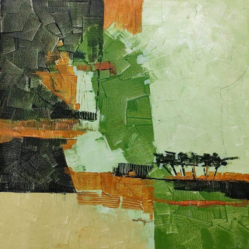 When lake meets lake Acrylic with knife on canvas